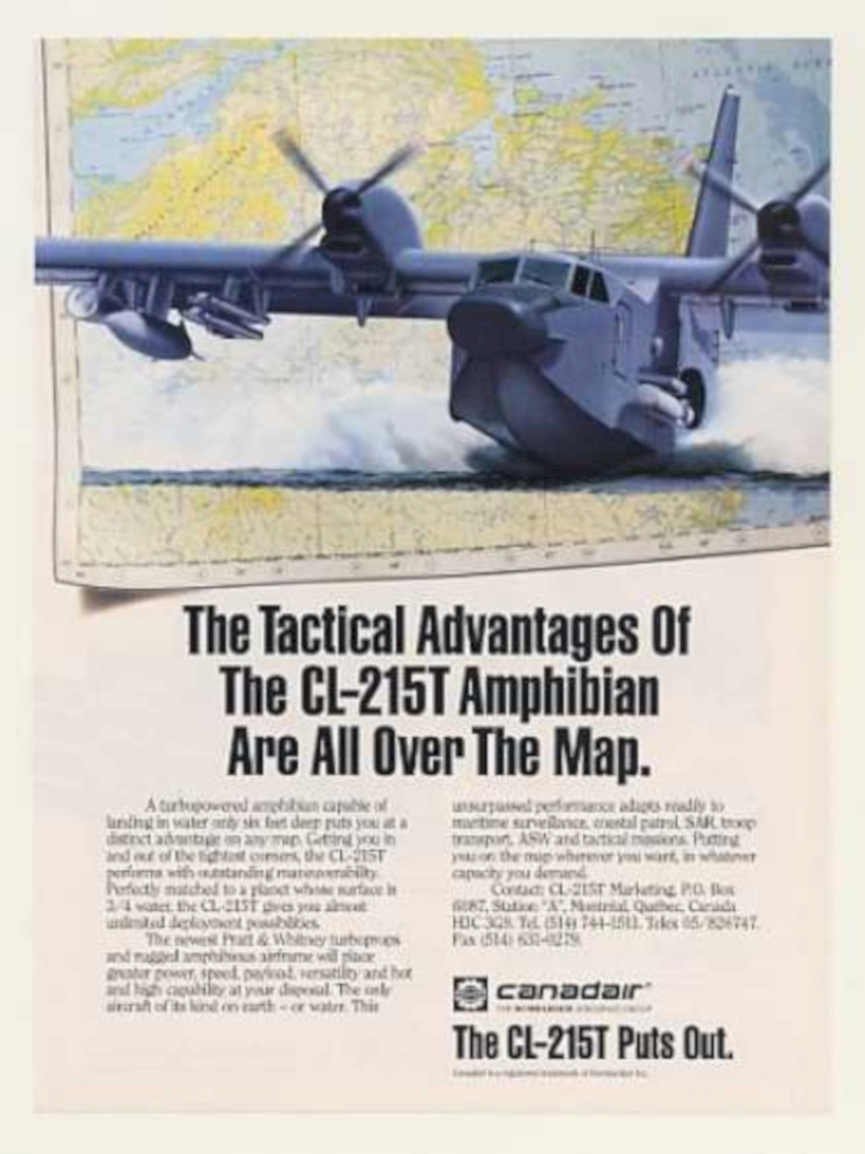 Canadair Cl215t Aircraft Vintage Retro Advert Ads A4 Photo Print