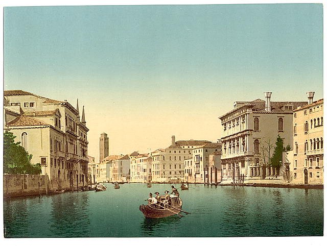 Canal and gondolas Venice Vintage A4 Photo Print