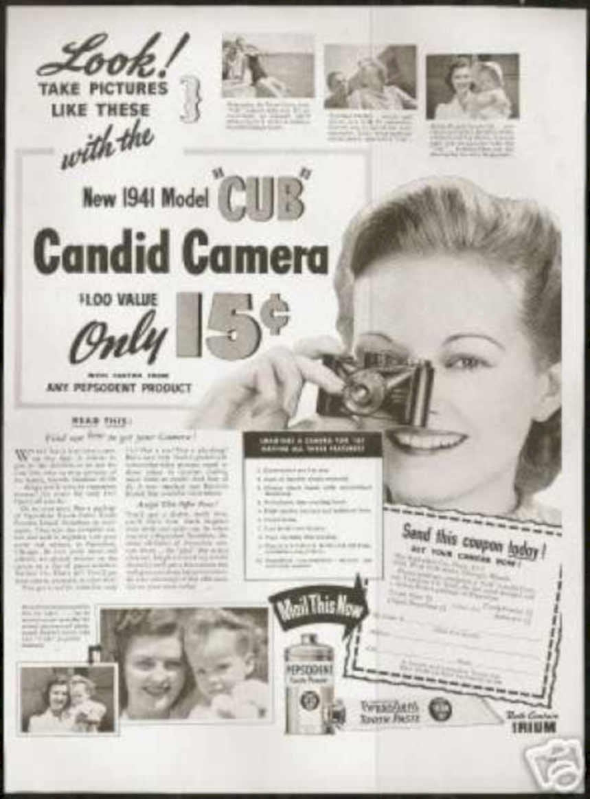 Candid Camera 1941 Vintage Retro Advert Ads A4 Photo Print