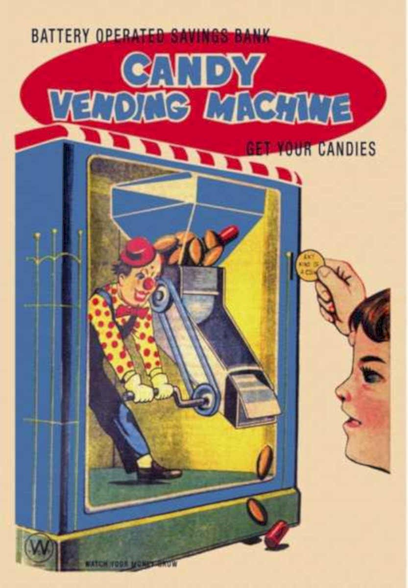 Candy Vending Machine Vintage Retro Advert Ads A4 Photo Print