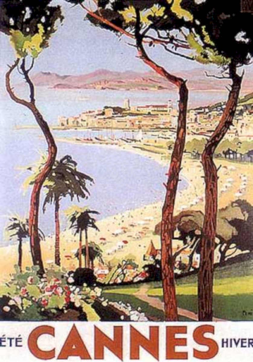 Cannes Summer Hiver Vintage Retro Advert Ads A4 Photo Print