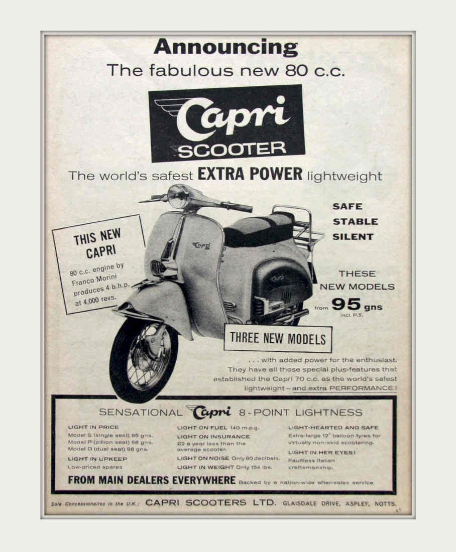 Capri Scooter Morini Vintage Retro Advert Poster A4 Photo Print
