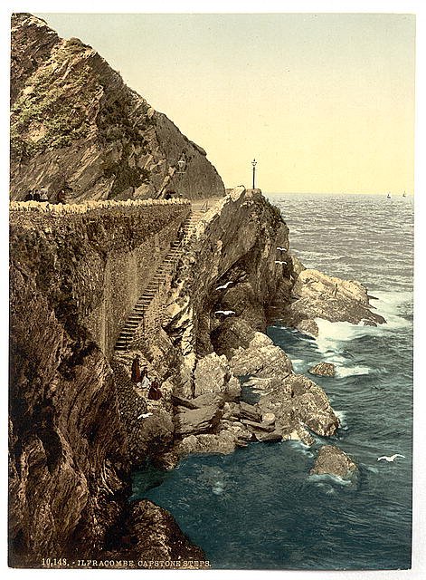 Capstone steps Ilfracombe Vintage A4 Photo Print