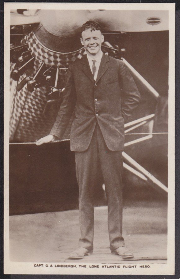 Capt Lindbergh By Plane 1927 Solo Atlantic Flight Vintage A4 Photo Print