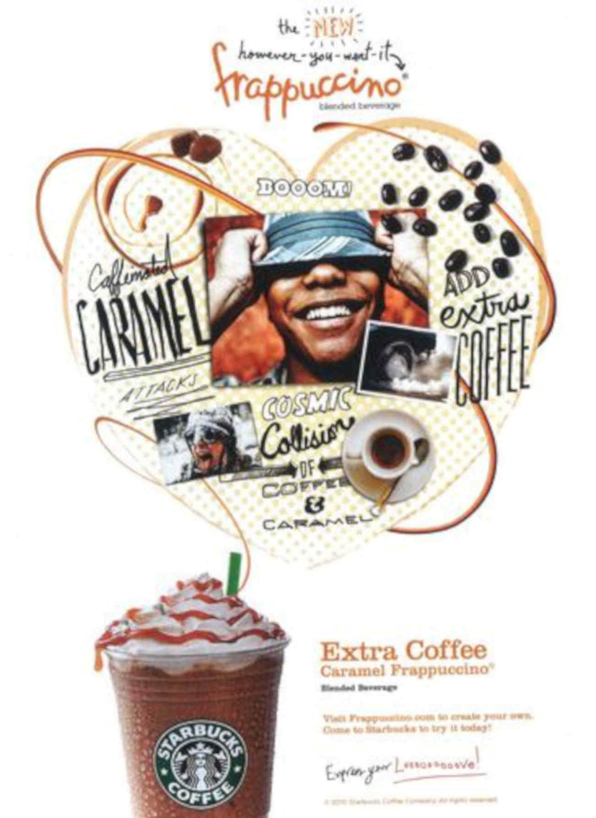 Caramel Frappuccino Coffee Vintage Retro Advert Poster A4 Photo Print