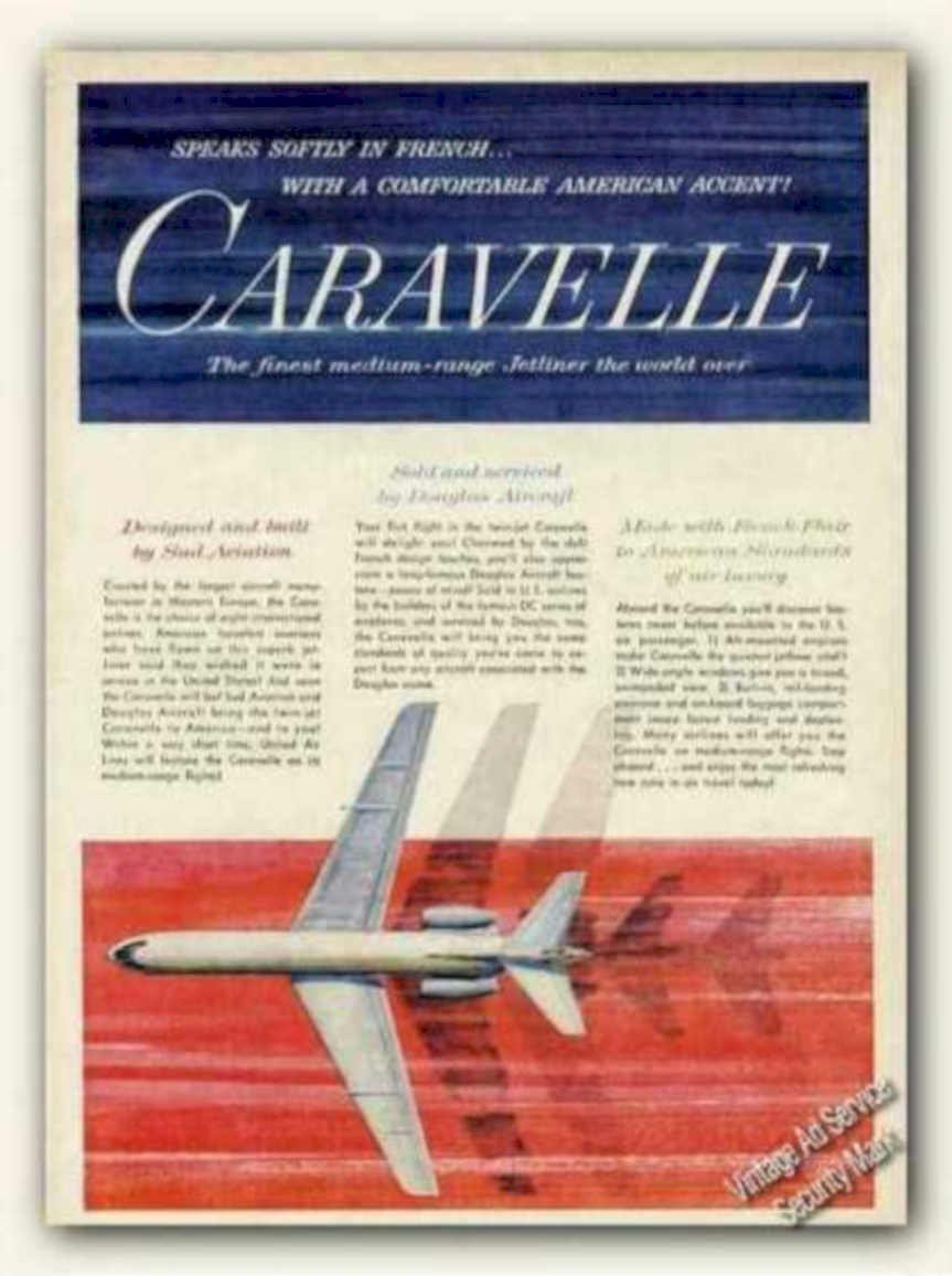 Caravelle Jetliner Flight Vintage Retro Advert Ads A4 Photo Print