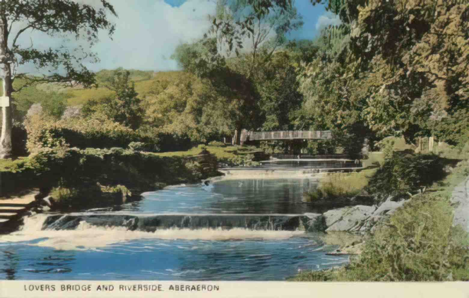 Cardiganshire Aberaeron Lovers Bridge Vintage A4 Photo Print