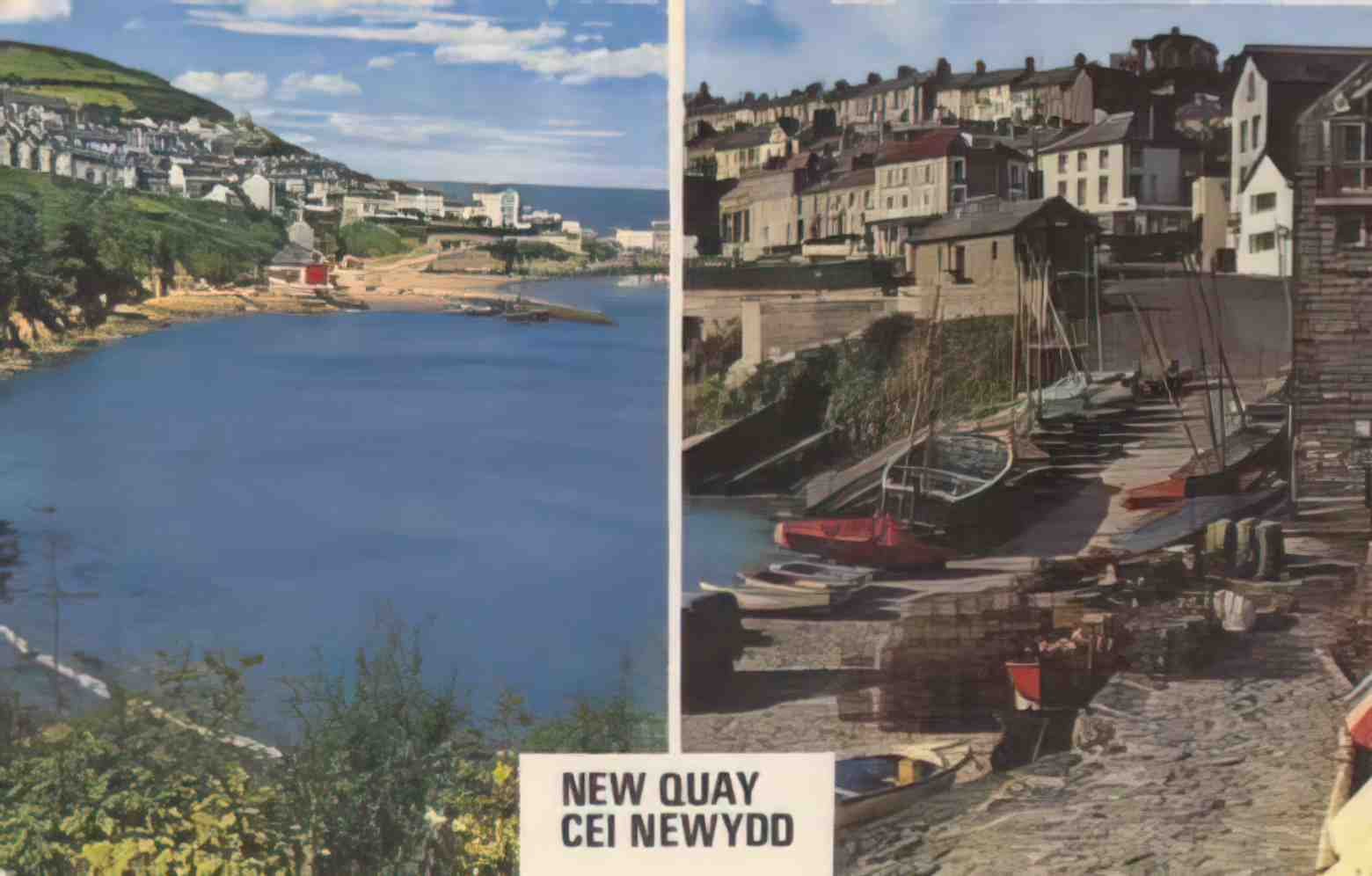 Cardiganshire New Quay Splitview Vintage A4 Photo Print