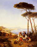 Carelli Consalve A Group Of Peasants With The Bay Naples Beyond Art A4 Photo Print