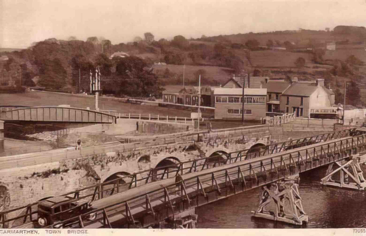 Carmarthenshire Carmarthen Town Bridge Vintage A4 Photo Print