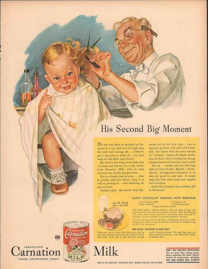 Carnation Milk Cute Barber Second Big Moment barber advert A4 Photo Print