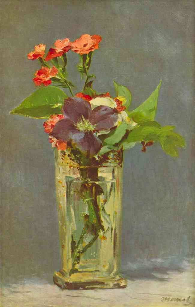 Carnations And Clematis In A Crystal Vase Edouardmanet A4 Photo Print