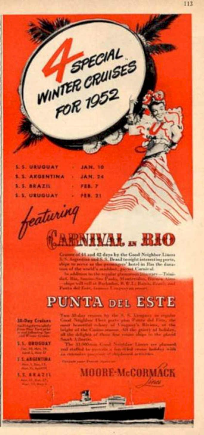 Carnival Rio Ships Vintage Retro Advert Ads A4 Photo Print