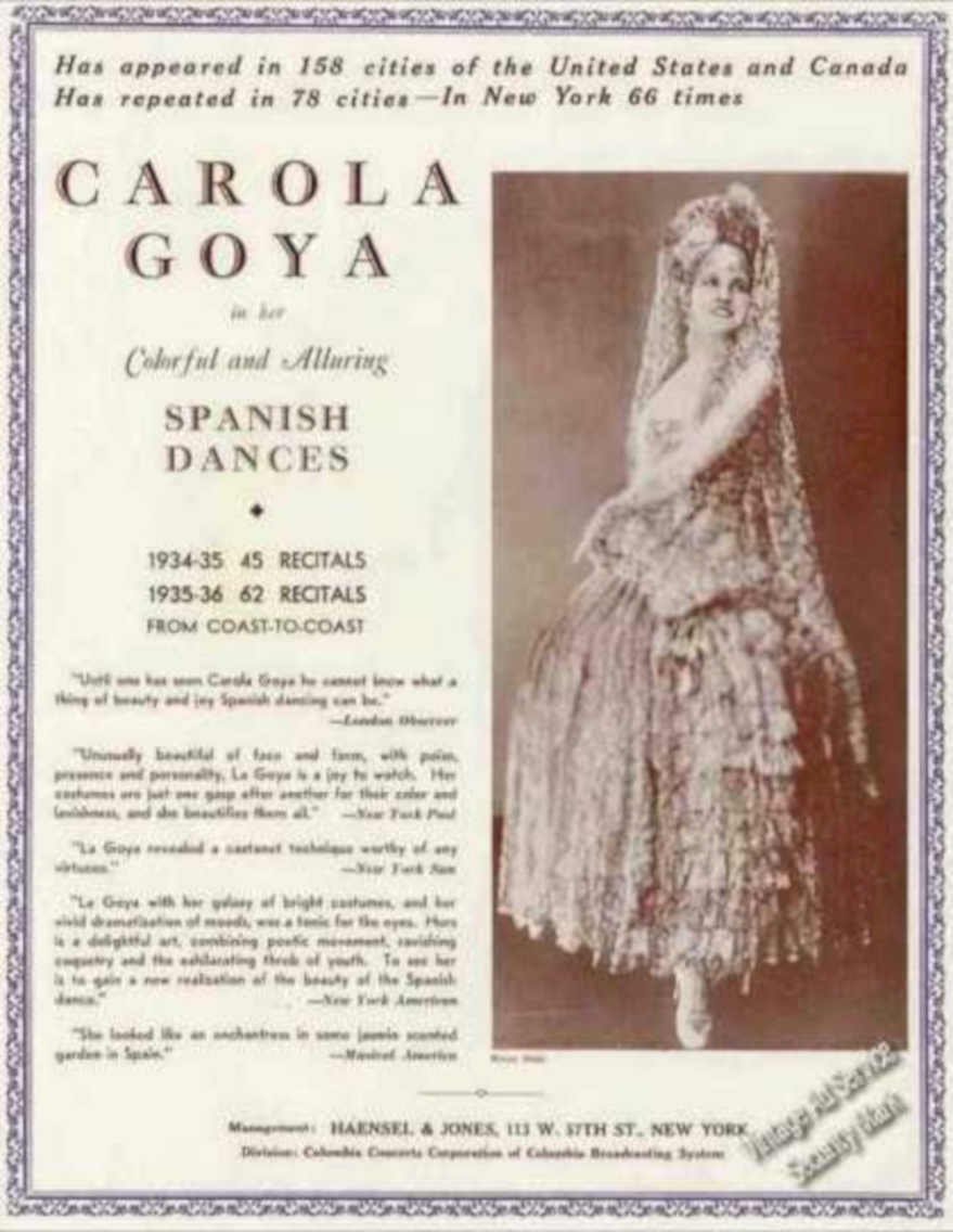 Carola Goya Dancer Vintage Retro Advert Ads A4 Photo Print