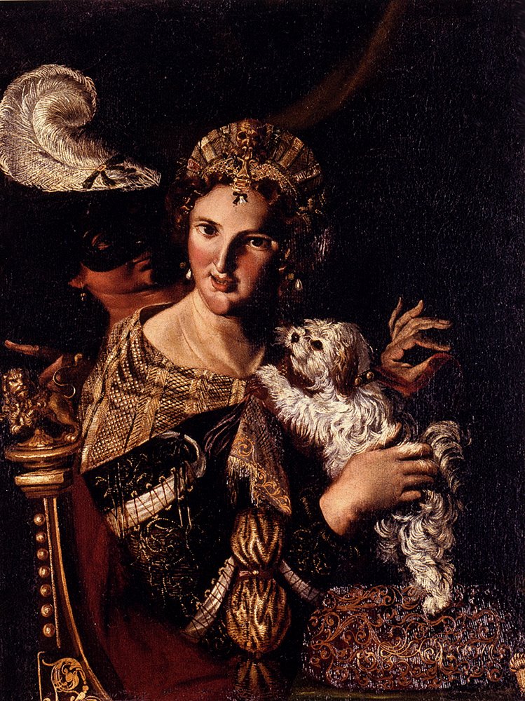 Caroselli Angelo A Lady With Her Dog An Allegory Art A4 Photo Print UK