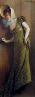 Carrier Belleuse Pierre Elegant Woman In A Green Dress A4 Photo Print