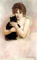 Carrier Belleuse Pierre Young Ballerina Holding A Black Cat A4 Photo Print