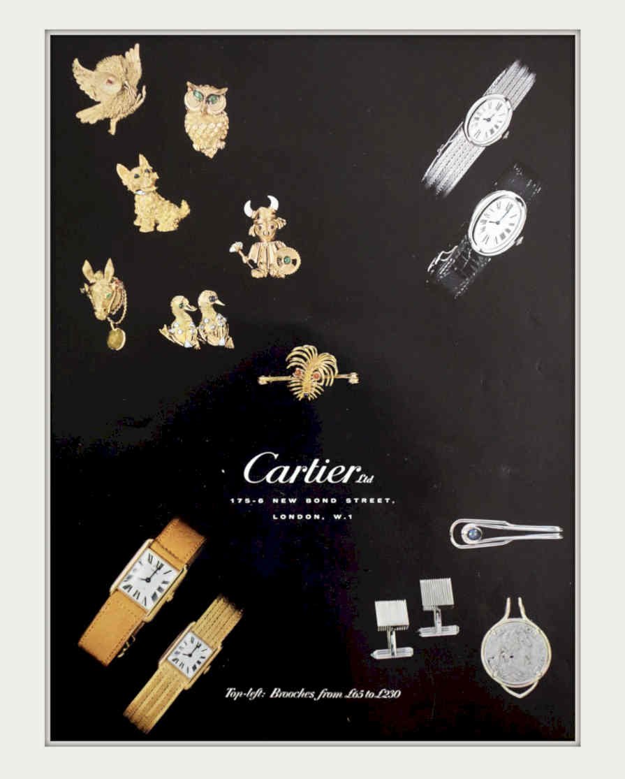 Cartier Brooches Watches Vintage Retro Advert Poster A4 Photo Print