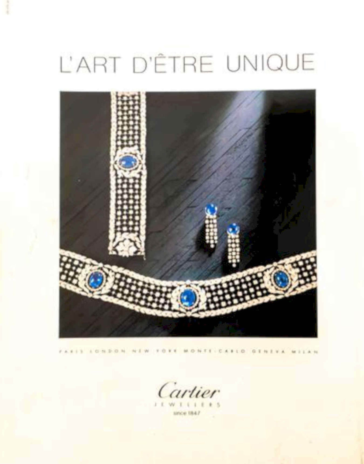 Cartier Sapphire Necklace Vintage Retro Advert Poster A4 Photo Print
