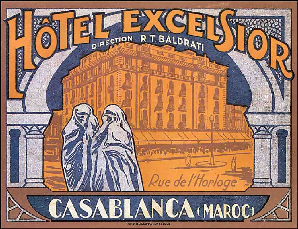Casablanca Luggage Label Vintage A4 Photo Print