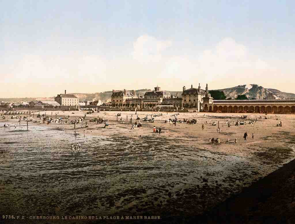 Casino And Beach Cherbourg France Vintage A4 Photo Print
