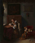 Caspar Netscher A Lady teaching a Child to Read A4 Photo Print