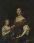 Caspar Netscher Portrait of a Lady and a Girl A4 Photo Print
