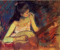 Cassatt Mary Girl With A Banjo  A4 Photo Print
