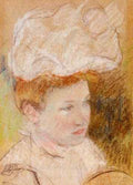 Cassatt Mary Leontine In A Pink Fluffy Hat  A4 Photo Print