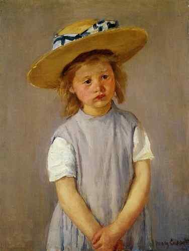 Cassatt Mary Little Girl In A Big Straw Hat And A Pinnafore  A4 Photo Print