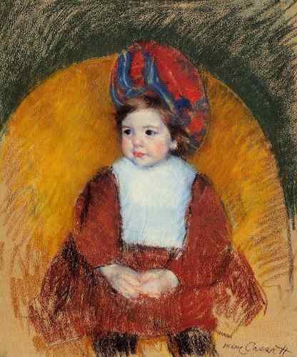 Cassatt Mary Margot In A Dark Red Costume Seated On A Round Backed Chair  A4 Photo Print