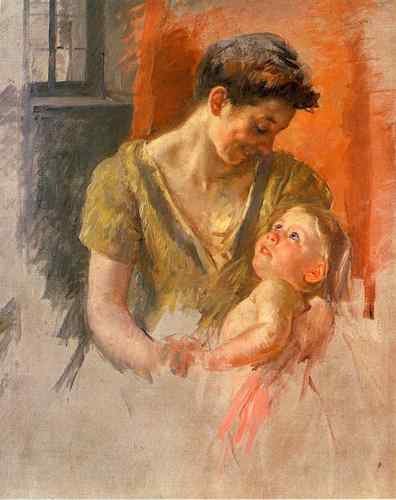 Cassatt Mary Mother And Child Smiling At Each Other  A4 Photo Print
