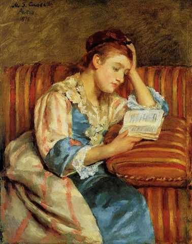 Cassatt Mary Mrs Duffee Seated On Striped SofReading A4 Photo Print