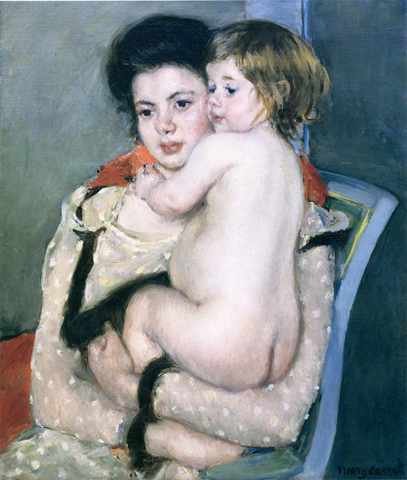 Cassatt Mary Reine Lefebvre Holding Nude Baby A4 Photo Print