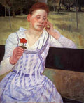Cassatt Mary Reverie AkWoman With Red Zinni A4 Photo Print