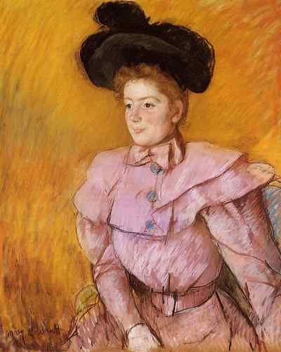 Cassatt Mary Woman In A Black Hat And A Raspberry Pink Costume  A4 Photo Print