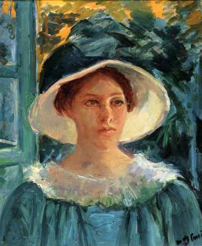 Cassatt Mary Young Woman In Green Outdoors In The Sun  A4 Photo Print