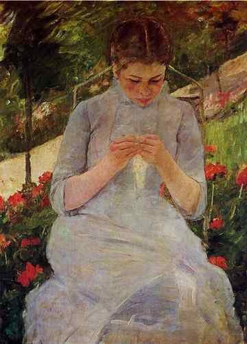 Cassatt Mary Young Woman Sewing In A Garden  A4 Photo Print