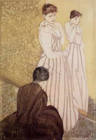 Cassatt Mary Young Woman Trying On Dress A4 Photo Print