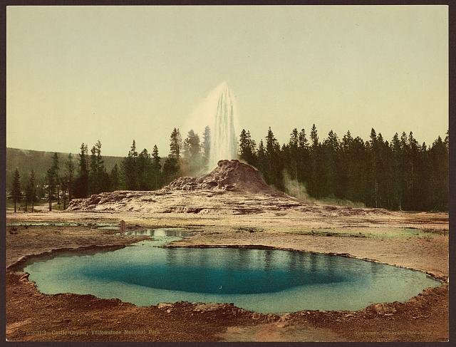 Castle Geyser Yellowstone National Park Vintage A4 Photo Print