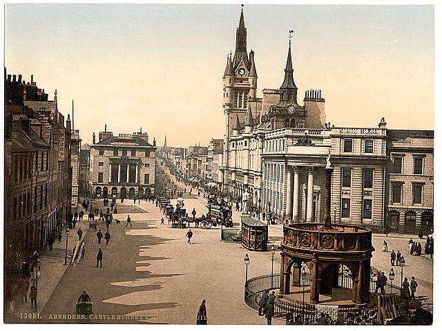 Castle Street and municipal buildings Aberdeen Vintage A4 Photo Print