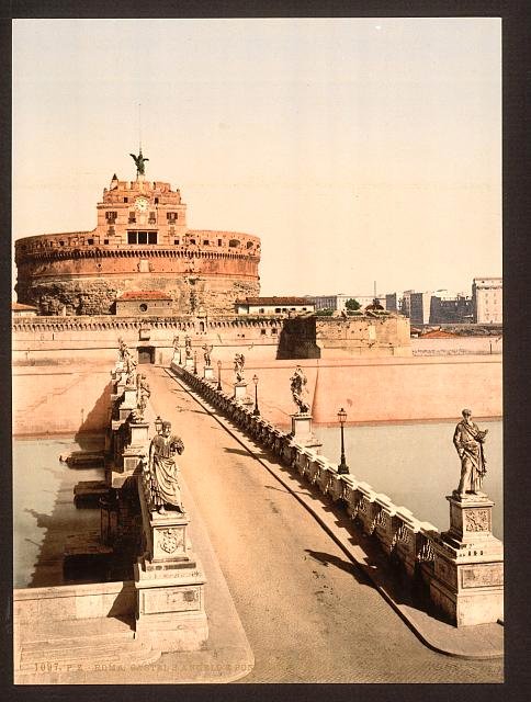Castle and bridge of St Angelo Rome Vintage A4 Photo Print