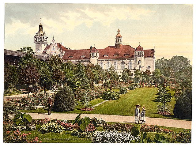 Castle and rose garden Colberg Pommeraina Vintage A4 Photo Print
