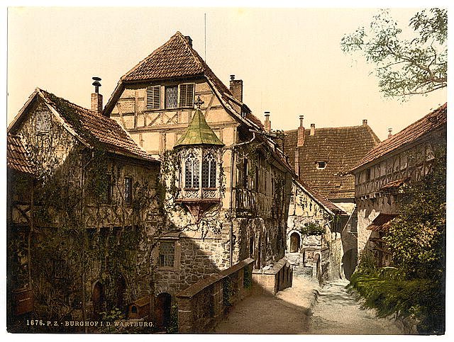 Castle yard Wartburg Thuringia Vintage A4 Photo Print