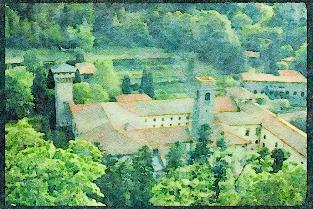 Castles 382000 Vallombrosa, Tuscany, Italy A4 Limited Edition Watercolour Print