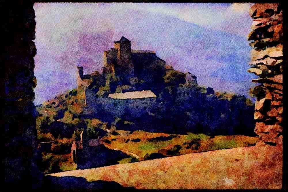 Castles 382010 Valere, Switzerland A4 Limited Edition Watercolour Print