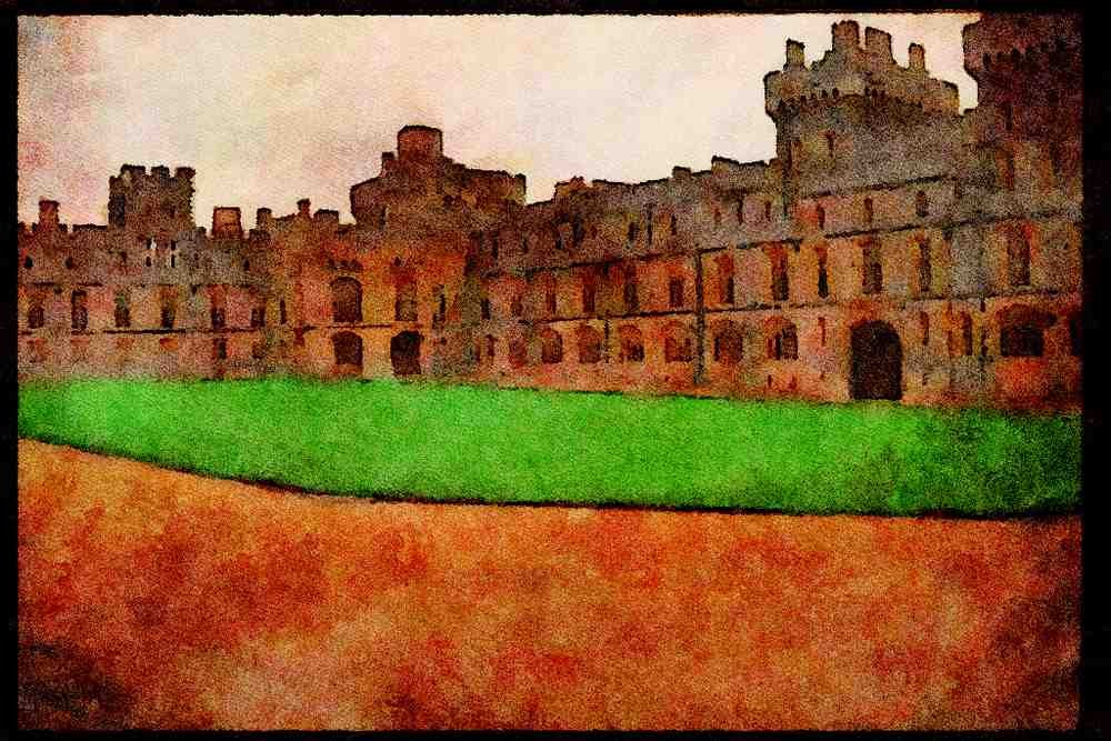 Castles 382044 Windsor Castle And Courtyard, England A4 Limited Edition Watercolour Print