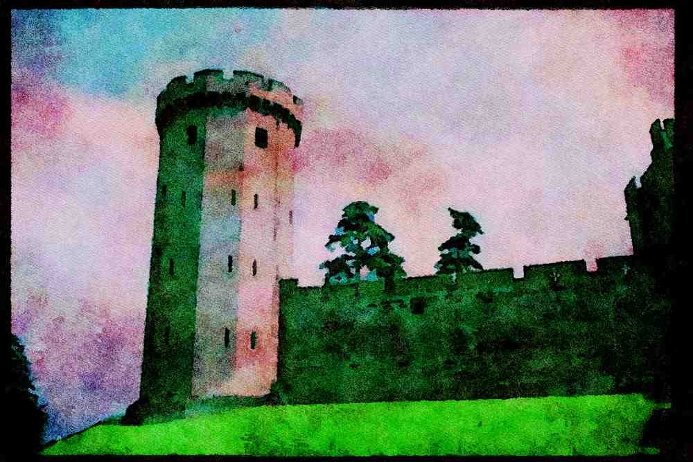 Castles 382057 Tower And Wall, Warwick Castle A4 Limited Edition Watercolour Print
