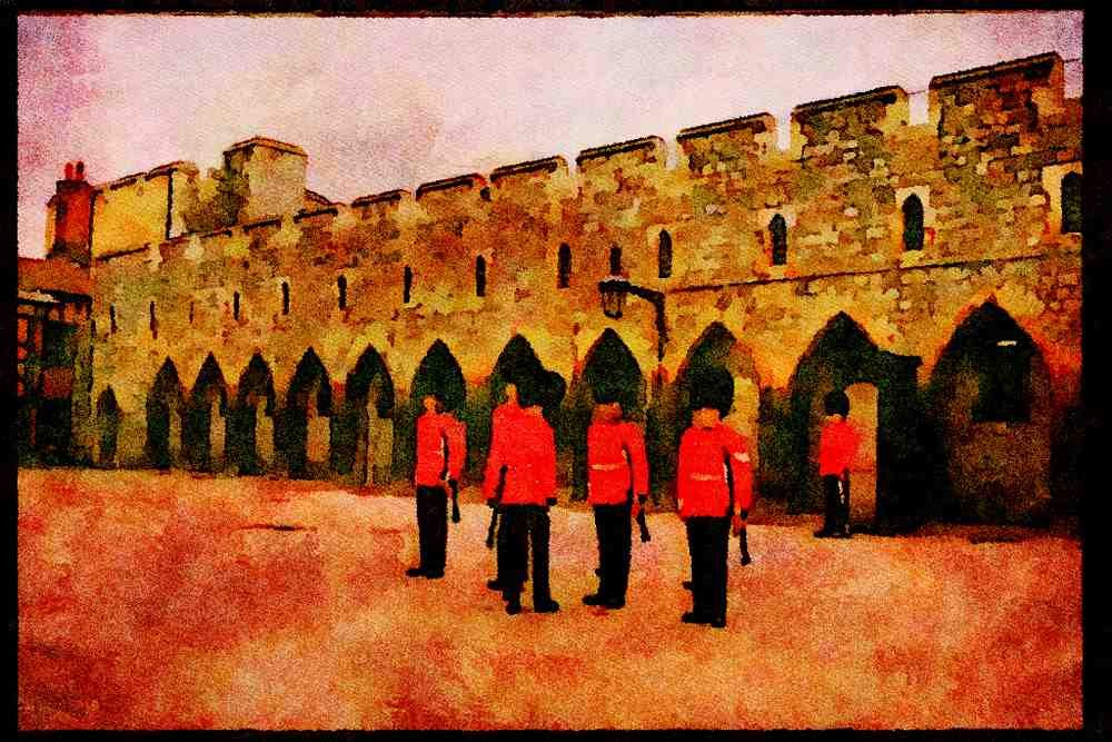 Castles 382058 Guards Drilling, Windsor Castle A4 Limited Edition Watercolour Print