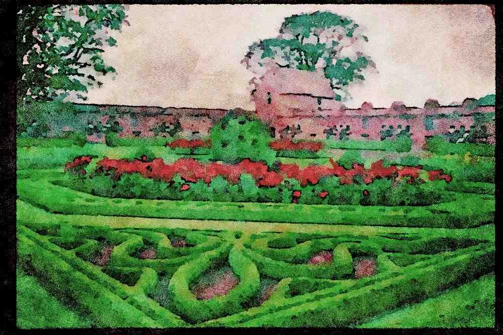 Castles 382059 Garden, Edzell Castle A4 Limited Edition Watercolour Print